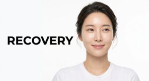수술 후 회복과 평온함을 상징하는 여성 모델