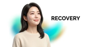 시술 후 편안한 회복 상태를 상징하는 여성 모델