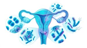 성매개감염병의 전파 경로와 무증상 감염의 위험성을 시각화한 의학 일러스트